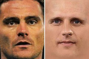 Steve Harper and Peter Lovenkrands: Looking for a way oot.