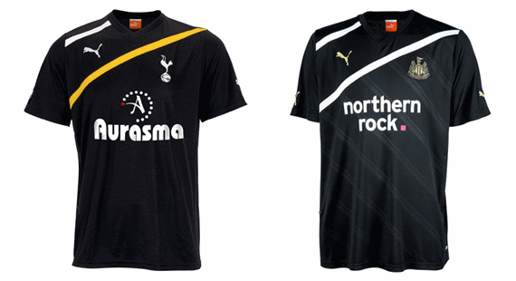 Tottenham and Newcastle United third kits 2011-12.